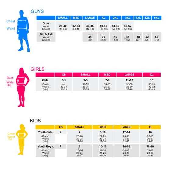 Soffe Silkies Size Chart